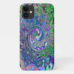 Capa Para iPhone 11 Verde limão marmoreado e Abstrato roxo