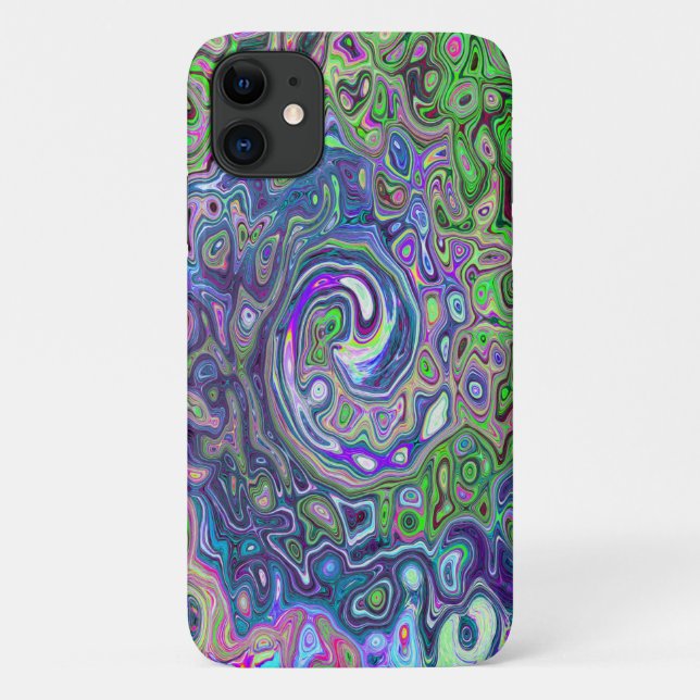 Capa Para iPhone 11 Verde limão marmoreado e espiral traseira do Abstr (Verso)
