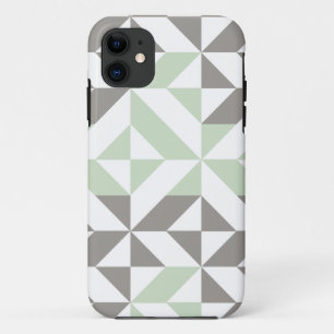 Capa Para iPhone 11 Verde prudente e ziguezague geométrico de prata
