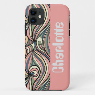 Capa Para iPhone 11 Verde Sage, Rosa Esbranquiçado, Rolo Retro Azul Du