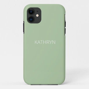 Capa Para iPhone 11 verde salvia sólido natural
