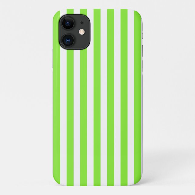 Capa Para iPhone 11 Verdes limões e faixas brancas de doces (Verso)