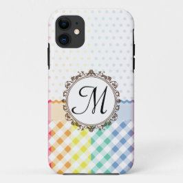 Capa Para iPhone 11 Verificações e listras de Polkadots do arco-íris