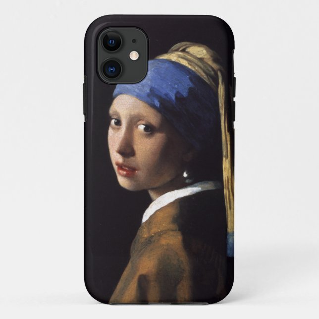 Capa Para iPhone 11 Vermeer Girl Pearl Enarrando pintura de arte (Verso)