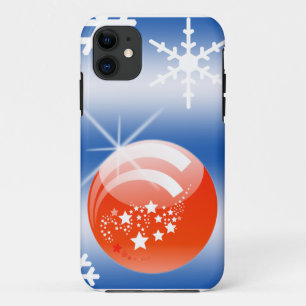 Capa Para iPhone 11 Vermelho branco azul do floco de neve da bola do