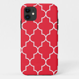 Capa Para iPhone 11 Vermelho de cereja Quatrefoil
