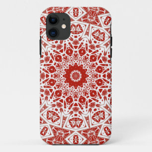 Capa Para iPhone 11 vermelho e branco, etnia bandana