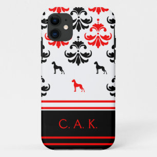 Capa Para iPhone 11 Vermelho e preto floral Great Dane Padrão