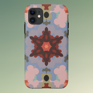 Capa Para iPhone 11 Vermelhos Azul e Vermelho da Flor de Mandala