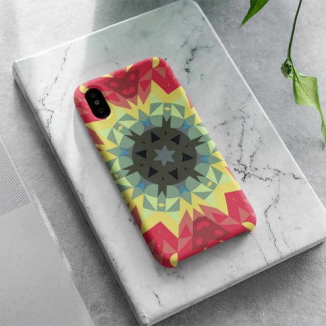 Capa Para iPhone 11 Vermelhos e Amarelos da Flor Mandala Retroativa (Criador carregado)