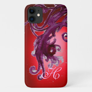 CAPA PARA iPhone 11 VERMELHOS E MONOGRAMAS FLORAIS
