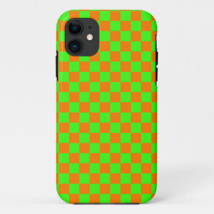 Capa Para iPhone 11 Vermelhos Neon Vermelhos Checkerboard Vintage