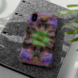 Capa Para iPhone 11 Véspera de Mandala Verde Rosa e Azul