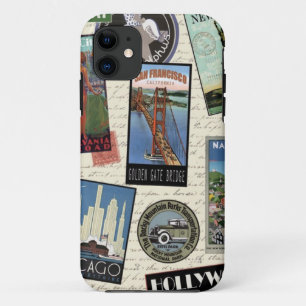 Capa Para iPhone 11 viagens vintage moderna dos EUA