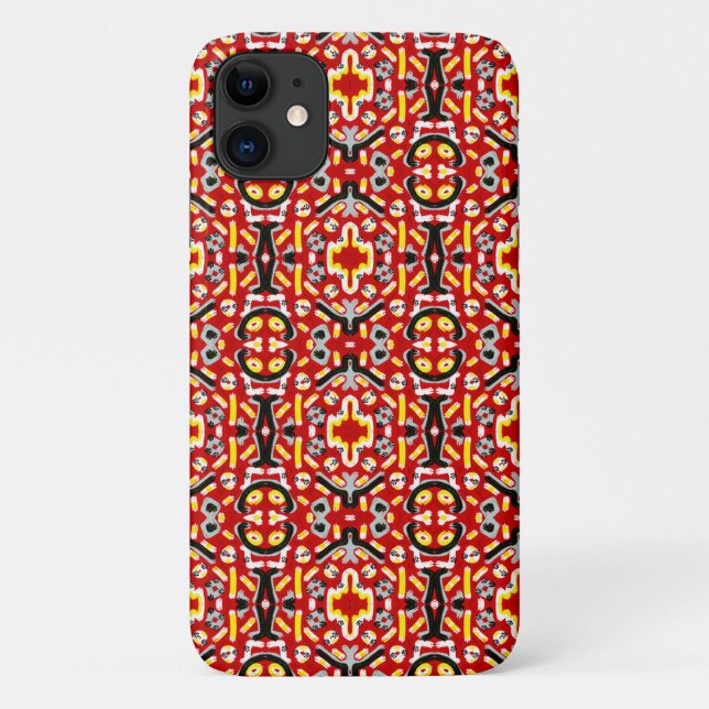 Capa Para iPhone 11 Vibrant Tribal Fusion Geometric Symmetry Pattern (Verso)