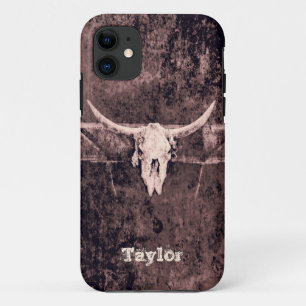 Capa Para iPhone 11 Vidro Castanho Ocidental Textura Touro Russo