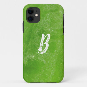 Capa Para iPhone 11 Vidro Verde do Mar de Praia Monograma Mínimo Simp