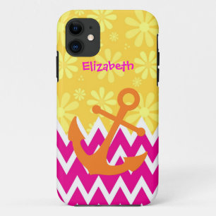 Capa Para iPhone 11 Vigas cor-de-rosa com âncora
