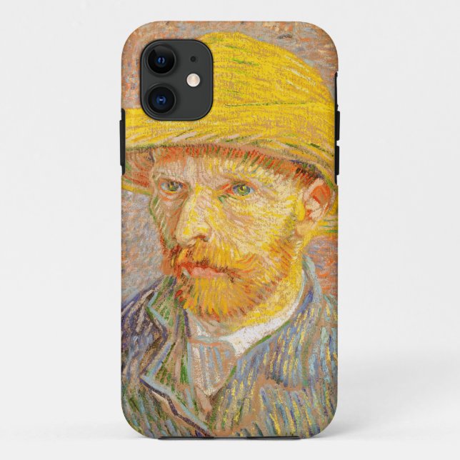 Capa Para iPhone 11 Vincent Van Gogh autorretrato com arte de chapéu d (Verso)