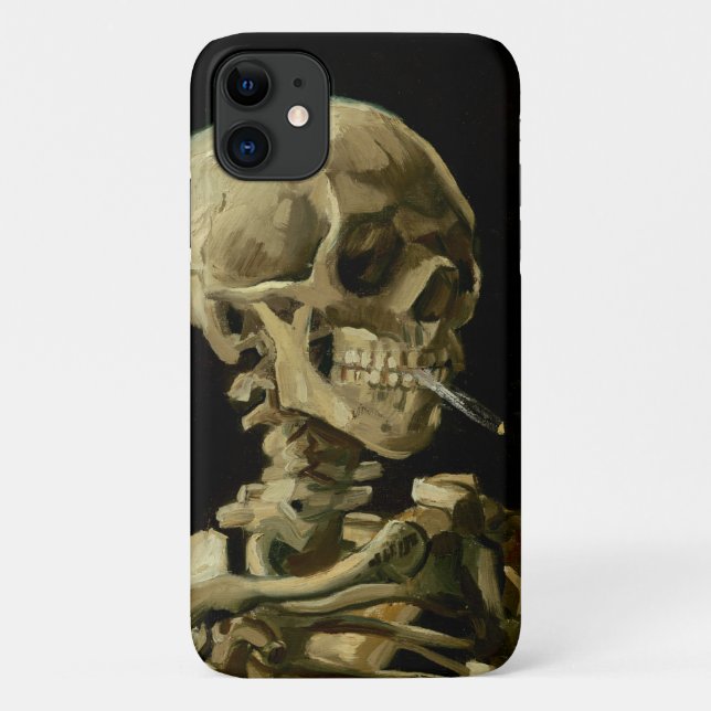 Capa Para iPhone 11 Vincent Van Gogh Skeleton com um Cigarro em chamas (Verso)