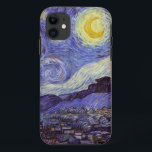 Capa Para iPhone 11 Vincent Van Gogh Starry Night Vintage Fine Art<br><div class="desc">Vincent van Gogh Starry Night Fine Art Painting Starry Night Starry Night é uma pintura do artista poste-impressionista holandês Vincent van Gogh. O céu azul à noite está cheio de nuvens, estrelas e uma lua crescente brilhante. A Noite Estrelada é a única noturna na série de visões da janela do...</div>