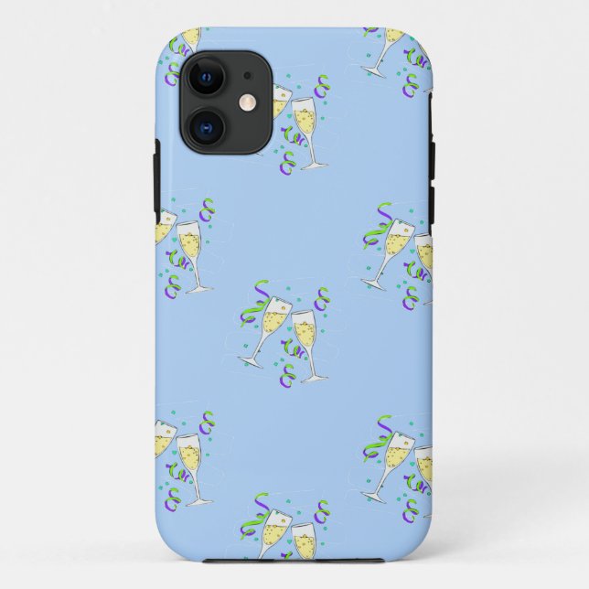 Capa Para iPhone 11 vinho amarelo em azul (Verso)