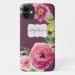 Capa Para iPhone 11 Vintage Cassis Pink Peony Rosa Floral