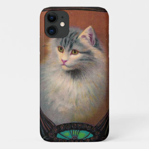 Capa Para iPhone 11 Vintage cat ilustration art nouveau elegant