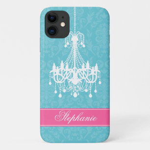 Capa Para iPhone 11 Vintage Chandelier e Cor damasco