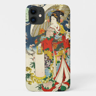 Capa Para iPhone 11 Vintage clássico ukiyo-e geisha com guarda-chuva