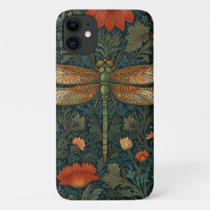 Capa Para iPhone 11 Vintage dragonfly orange floral verde-floral boho