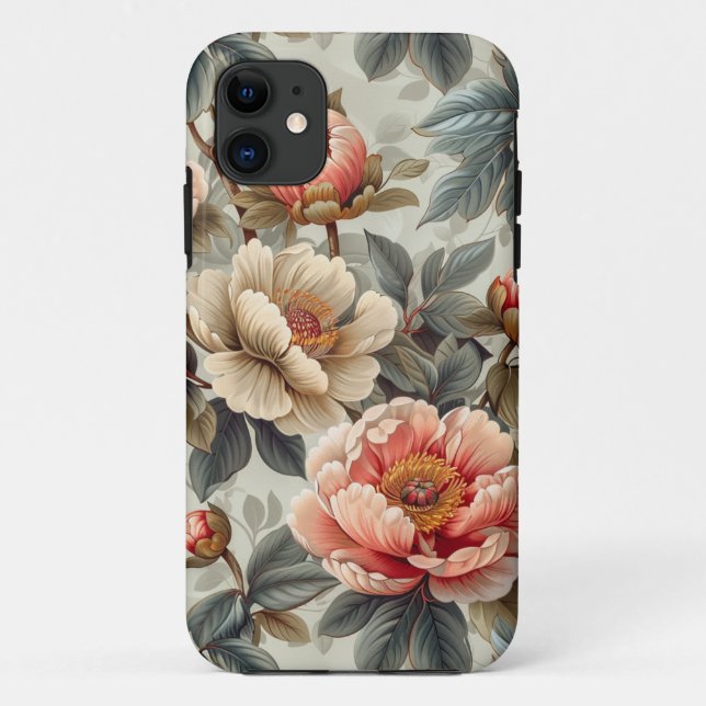 Capa Para iPhone 11 Vintage elegante floral (Verso)