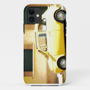Capa Para iPhone 11 Vintage Fiat amarelo 500 em Italia