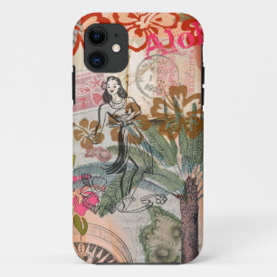 Capa Para iPhone 11 Vintage Flowers Hula Colorful Hawaiian Tropical