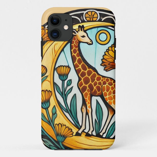 Capa Para iPhone 11 Vintage Giraffe (Verso)