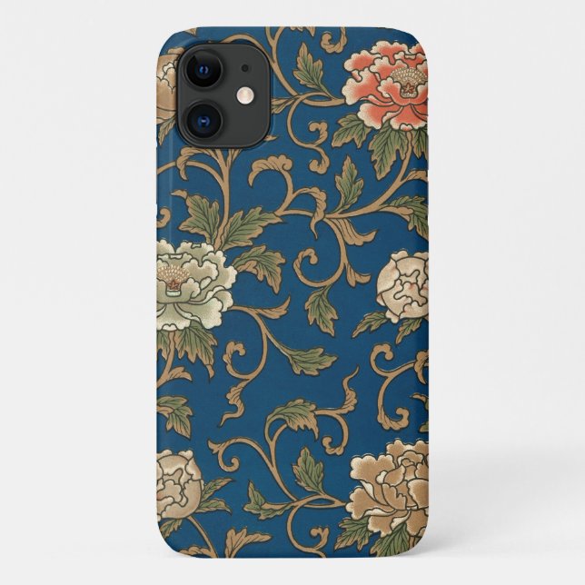 Capa Para iPhone 11 Vintage Japonês Chrysanthemum Impressão (Verso)