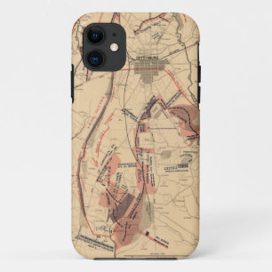 Capa Para iPhone 11 Vintage Map of Gettysburg and Vichood, julho de 18