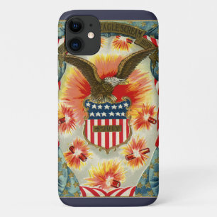 Capa Para iPhone 11 Vintage Patriotic Julho 4 Éagle e Bandeira America