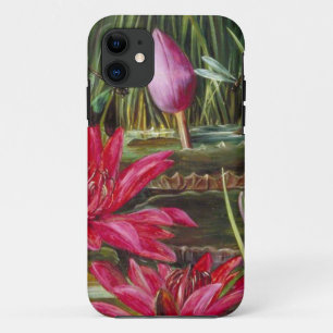 Capa Para iPhone 11 Vintage que pinta flores cor-de-rosa das flores