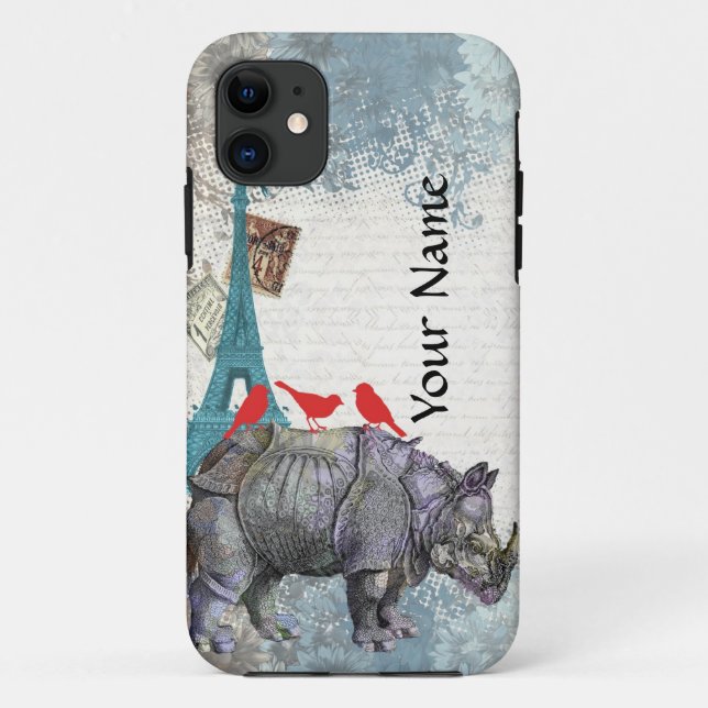 Capa Para iPhone 11 Vintage rhino (Verso)