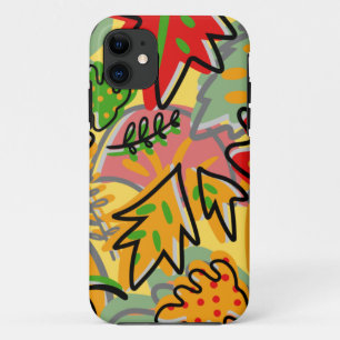Capa Para iPhone 11 Vintage tropical alegre deixa verde-amarelo