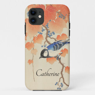 Capa Para iPhone 11 Vintage Watercolor Impressão Japonês Com Pássar