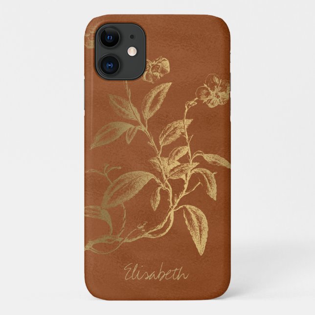Capa Para iPhone 11 Vintagem floral personalizada (Verso)
