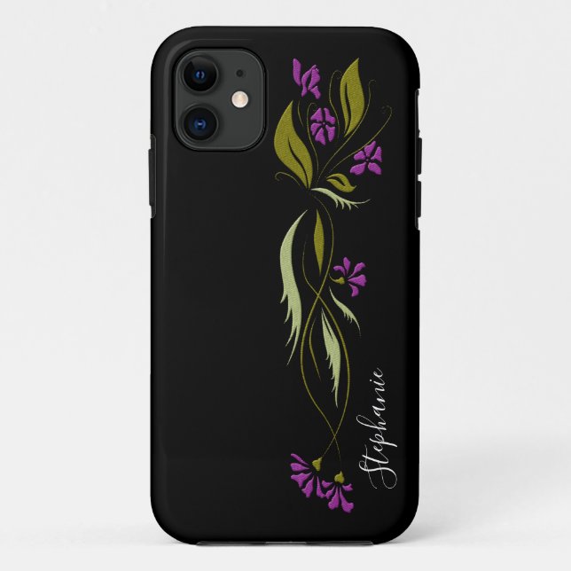 Capa Para iPhone 11 Violetas Roxas Preto (Verso)