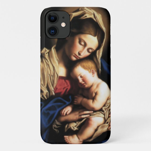 Capa Para iPhone 11 Virgem Abençoada Maria e Criança Criança Jesus (Verso)
