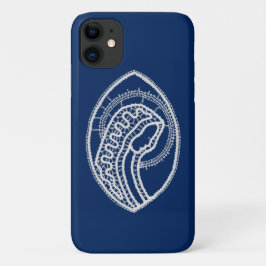 Capa Para iPhone 11 Virgem Maria abençoada, renda branca, azul-marinho