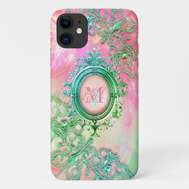 Capa Para iPhone 11 Vítima-pomal-de-filigre-rosa elegante (Verso)