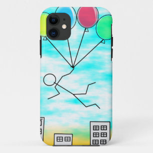 Capa Para iPhone 11 Voando Sobre A Cidade Com Balões
