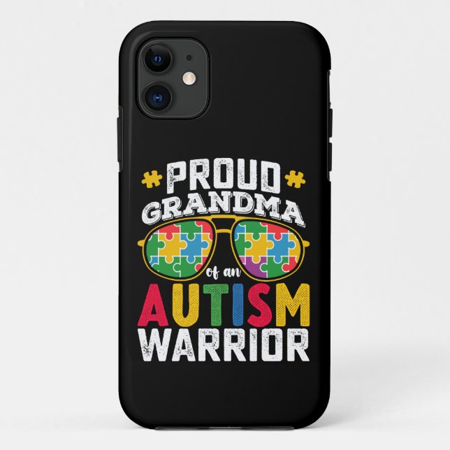 Capa Para iPhone 11 Vovó Orgulhosa De Uma Família Guerreira Autismo (Verso)