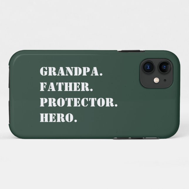 Capa Para iPhone 11 Vovô Padre Protetor Hero Texto Dia de os pais (Verso (horizontal))
